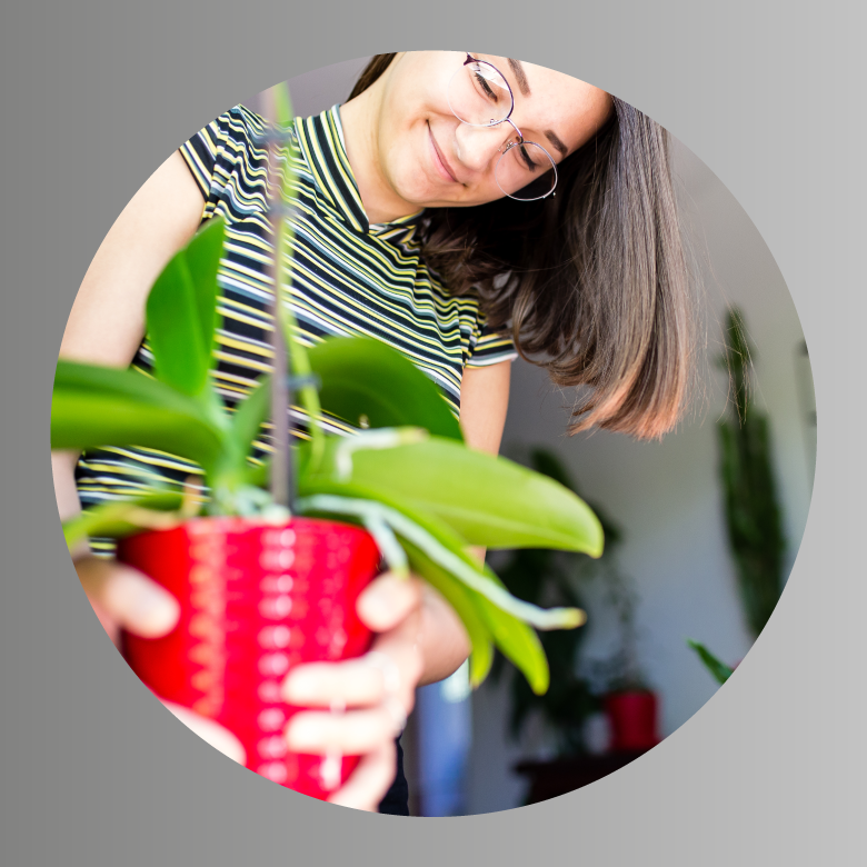 Photographie d'une fille qui pose un pot de fleur